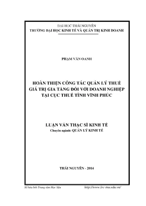 Cải Tiến Quản Lý Thuế Giá Trị Gia Tăng Tại Cục Thuế Vĩnh