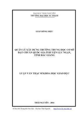 Quản Lý Xây Dựng Trường Trung Học Cơ Sở Đạt Chuẩn Quốc
