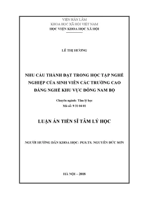 Nhu Cầu Thành Đạt Trong Học Tập Nghề Nghiệp Của Sinh