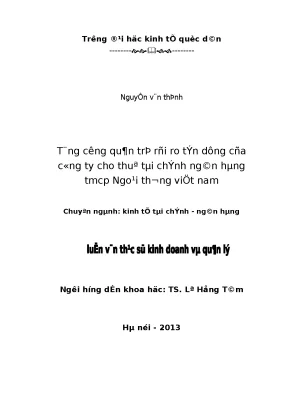 Tăng Cường Quản Trị Rủi Ro Tín Dụng Tại Công Ty Cho Thuê