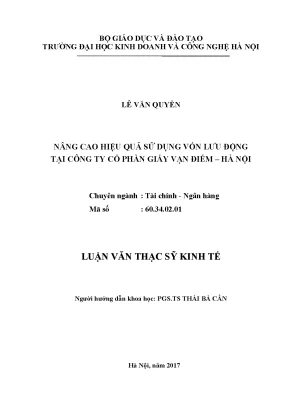 Nâng Cao Hiệu Quả Sử Dụng Vốn Lưu Động Tại Công Ty Cổ