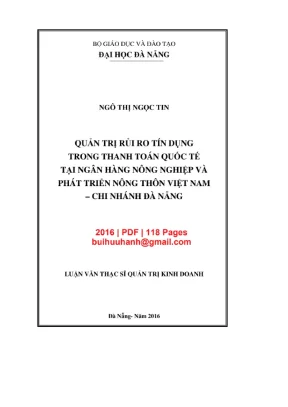 Luận văn Rủi ro tín dụng TTQT tại Agribank Đà Nẵng