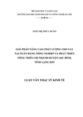 Giải Pháp Nâng Cao Chất Lượng Cho Vay Tại Ngân Hàng Nông