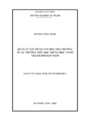 Quản Lý Xây Dựng Văn Hóa Nhà Trường Tại Các Trường Tiểu