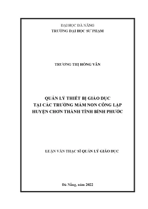 Quản Lý Thiết Bị Giáo Dục Tại Trường Mầm Non Huyện Chơn