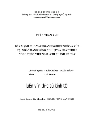 Đẩy Mạnh Cho Vay Doanh Nghiệp Nhỏ và Vừa Tại Ngân Hàng