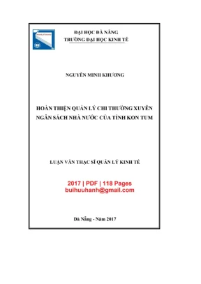 Hoàn thiện quản lý chi thường xuyên NSNN tỉnh Kon Tum