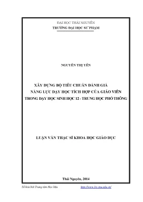 Tiêu chuẩn đánh giá năng lực dạy học tích hợp của giáo