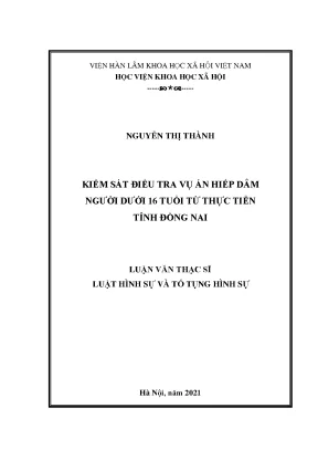 Kiểm Soát Điều Tra Vụ Án Hiếp Dâm Người Dưới 16 Tuổi Tại