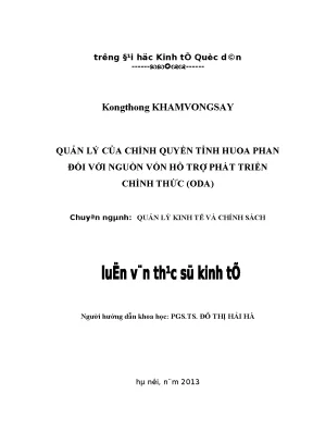 Quản Lý ODA Tại Tỉnh Houa Phan: Thực Trạng và Giải Pháp