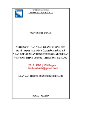 Các nhân tố ảnh hưởng quyết định vay vốn khách hàng cá nhân