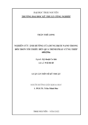 Nghiên Cứu Ảnh Hưởng Của Dung Dịch Nano Trong Bôi Trơn
