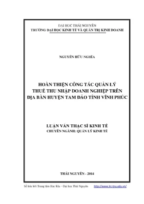 Cải thiện quản lý thuế thu nhập doanh nghiệp tại huyện