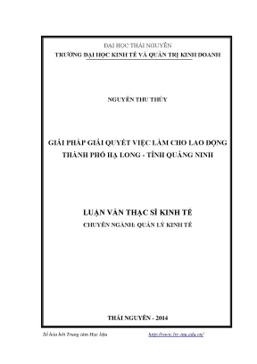 Giải Pháp Tạo Việc Làm Cho Lao Động Tại Thành Phố Hạ Long