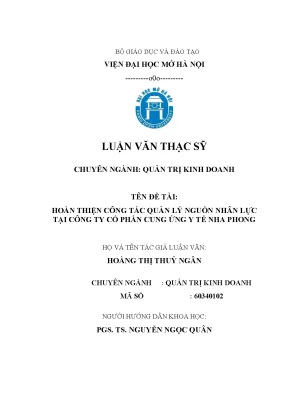 Hoàn Thiện Quản Lý Nguồn Nhân Lực Tại Công Ty Cổ Phần
