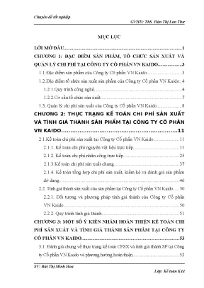 Nâng cao hiệu quả kế toán chi phí sản xuất tại Công ty