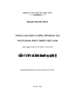 Nâng Cao Chất Lượng Tín Dụng Tại Ngân Hàng Phát Triển