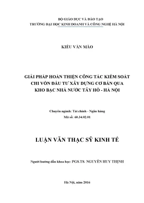 Giải Pháp Hoàn Thiện Kiểm Soát Chi Đầu Tư Xây Dựng Qua