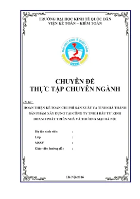 Hoàn thiện kế toán chi phí sản xuất và tính giá thành