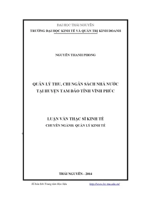 Quản Lý Ngân Sách Nhà Nước Tại Huyện Tam Đảo, Vĩnh Phúc
