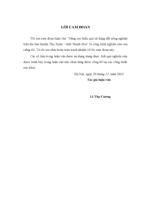 Nâng Cao Hiệu Quả Sử Dụng Đất Nông Nghiệp Tại Huyện Thọ