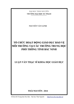 Tổ Chức Hoạt Động Giáo Dục Bảo Vệ Môi Trường Tại Trường