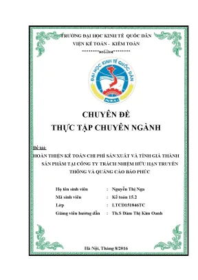 Hoàn thiện kế toán chi phí sản xuất và tính giá thành