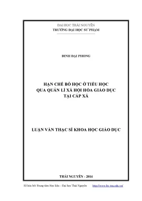 Giải Pháp Hạn Chế Bỏ Học Tiểu Học Qua Quản Lý Xã Hội Hóa