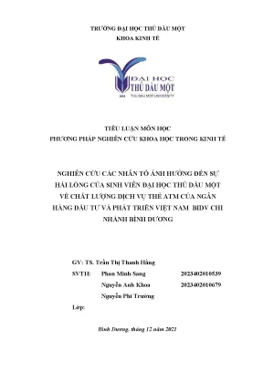 Nghiên Cứu Sự Hài Lòng Của Sinh Viên Đại Học Thủ Dầu Một