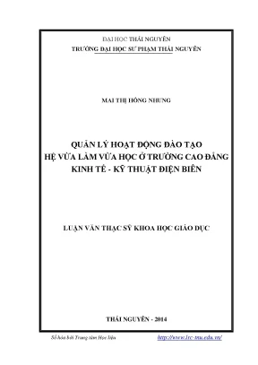 Quản Lý Hoạt Động Đào Tạo Hệ Vừa Làm Vừa Học Tại Trường 