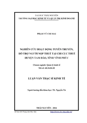 Nghiên cứu hoạt động tuyên truyền hỗ trợ người nộp thuế