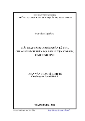 Giải Pháp Tăng Cường Quản Lý Ngân Sách Huyện Kim Sơn,