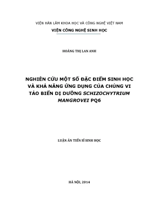 Đặc điểm sinh học và ứng dụng của vi tảo biển 