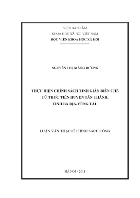 Chính Sách Tinh Giản Biên Chế Tại Huyện Tân Thành, Tỉnh