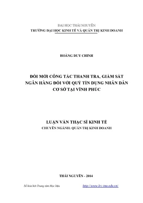 Đổi mới công tác thanh tra ngân hàng đối với quỹ tín