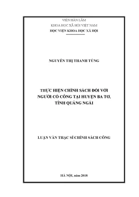Chính Sách Đối Với Người Có Công Tại Huyện Ba Tơ, Tỉnh