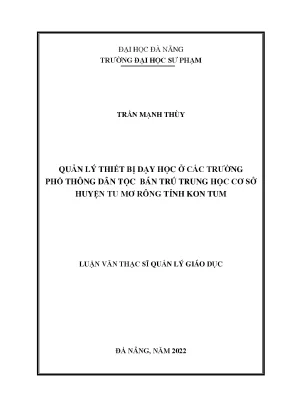 Quản Lý Thiết Bị Dạy Học Tại Trường Phổ Thông Dân Tộc