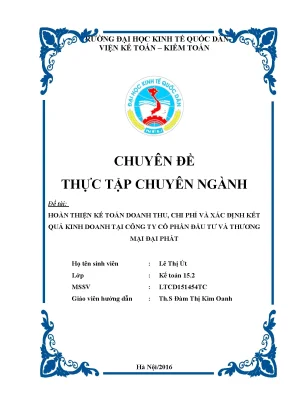 Hoàn Thiện Kế Toán Doanh Thu và Chi Phí tại Công Ty Cổ