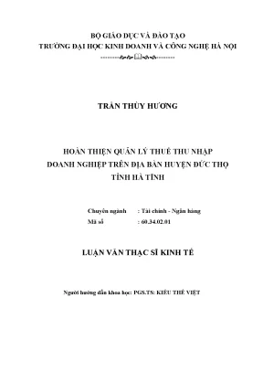 Quản Lý Thuế Thu Nhập Doanh Nghiệp Tại Huyện Đức Thọ,