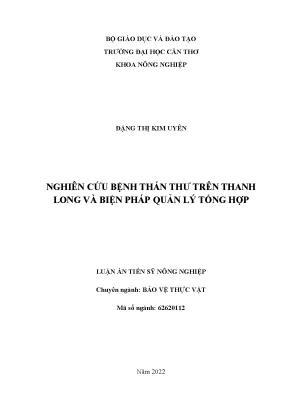Nghiên cứu bệnh thán thư trên thanh long và biện pháp