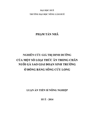 Nghiên Cứu Giá Trị Dinh Dưỡng Thức Ăn Trong Chăn Nuôi Gà