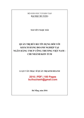 Luận văn Quản trị rủi ro tín dụng tại Vietinbank Kon Tum
