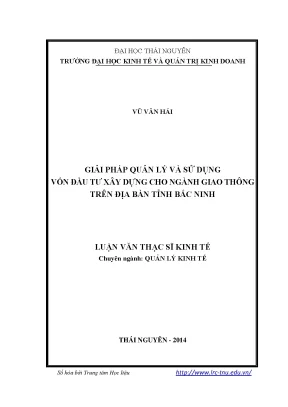 Giải Pháp Quản Lý Vốn Đầu Tư Xây Dựng Ngành Giao Thông
