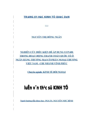 Nghiên Cứu Điều Kiện Áp Dụng UCP 600 Trong Thanh Toán
