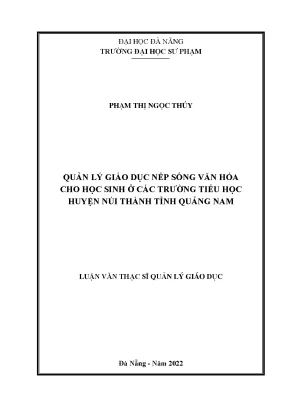 Quản Lý Giáo Dục Nếp Sống Văn Hóa Cho Học Sinh Tiểu Học