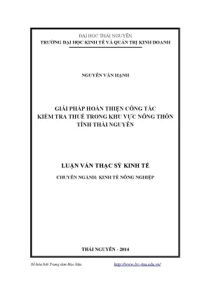 Giải Pháp Nâng Cao Kiểm Tra Thuế Tại Khu Vực Nông Thôn