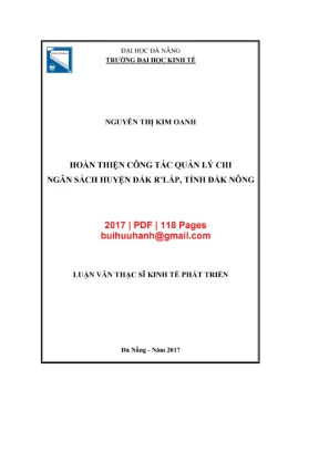 Hoàn thiện quản lý chi ngân sách huyện Đắk R'Lấp
