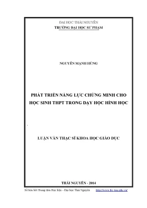 Phát Triển Năng Lực Chứng Minh Toán Học Cho Học Sinh THPT