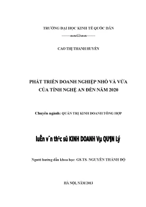 Phát Triển Doanh Nghiệp Nhỏ và Vừa Tại Tỉnh Nghệ An Đến