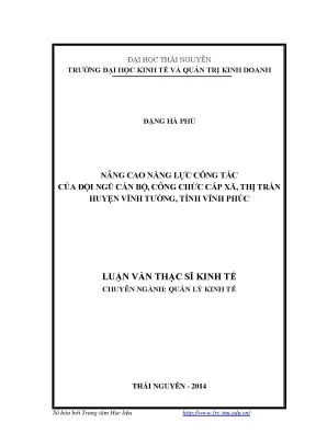 Nâng cao năng lực công tác cán bộ cấp xã huyện Vĩnh Tường